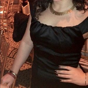 Satin black off the Sholder cocktail dress